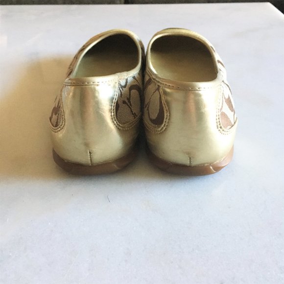 NWOT Coach Cecile signature ballet flat shoe gold - Picture 7 of 10